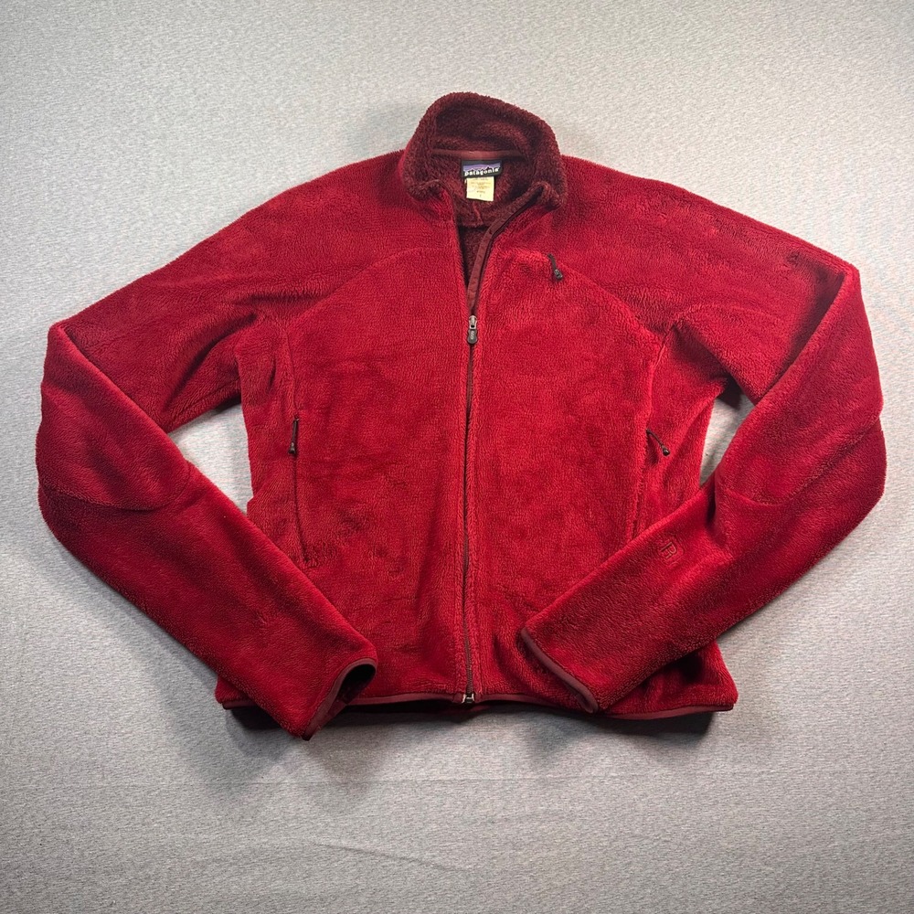 Patagonia R4 Jacket Womans L Red Retro Fleece Full Zip‎ Deep Pile Cozy Warm
